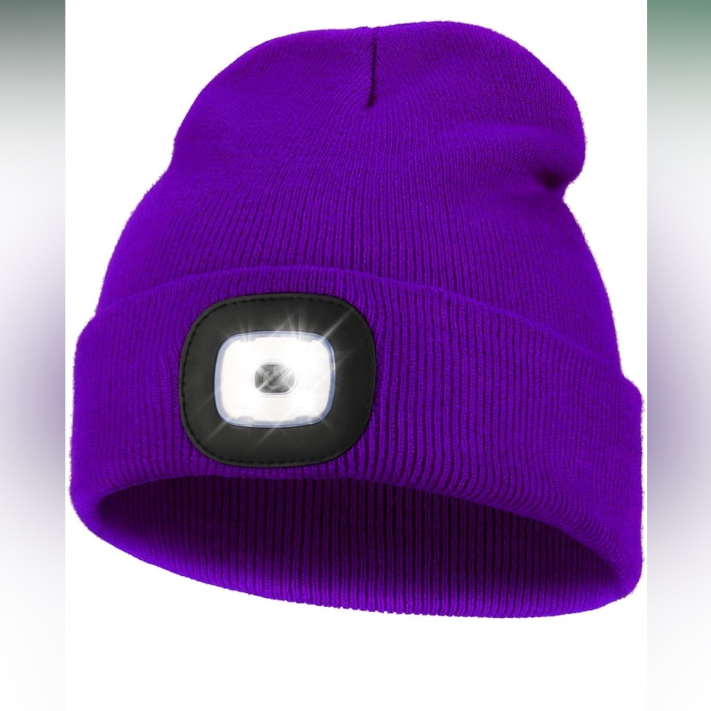 Unisex Hat with‎ Light, USB Rechargeable Hands Free Headlamp LED Beanie NWT